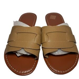 Tan Slide Sandals –‎ Woven Strap Design – Women’s Size 38 (US 7.5–8)